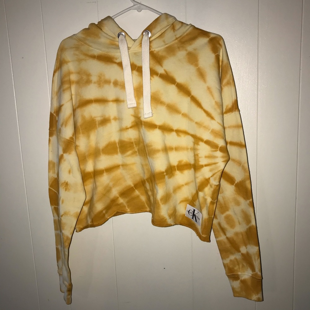 Calvin Klein tie dyed cropped hoodie